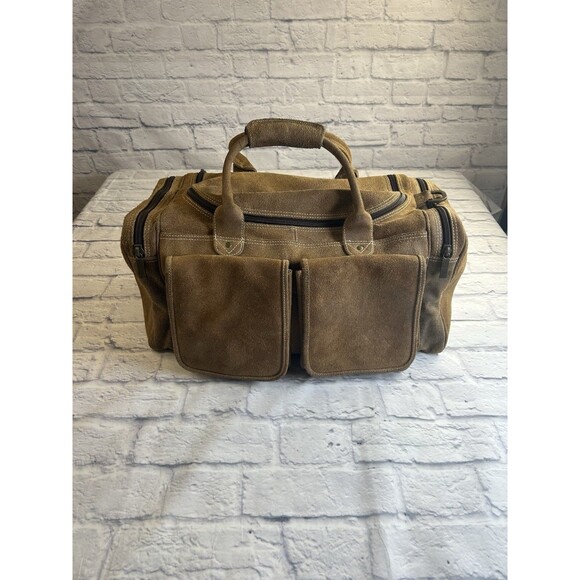 Claire Chase Tan Distressed Suede Duffel/ Travel Bag. Carry On. - Picture 6 of 14